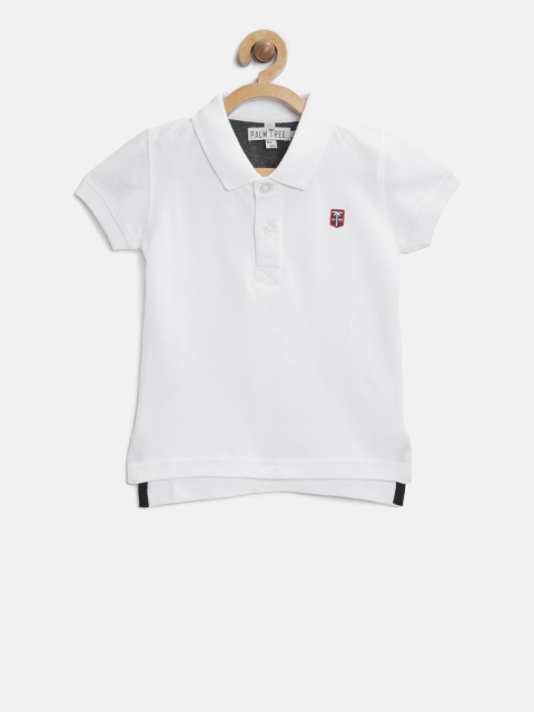 

Palm Tree Boys White Solid Polo Collar T-shirt