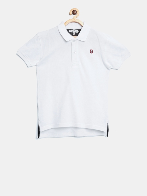 

Palm Tree Boys White Solid Polo Collar T-shirt