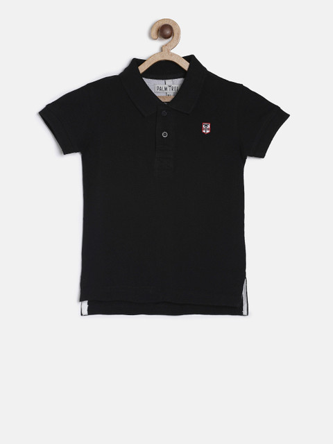 

Palm Tree by Gini & Jony Boys Black Solid Polo Collar T-shirt