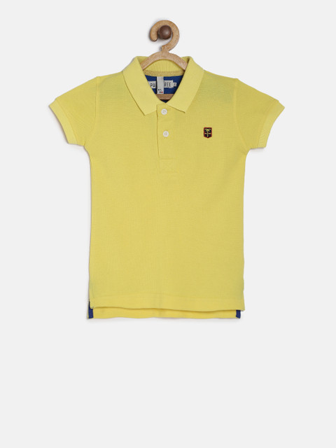 

Palm Tree by Gini & Jony Boys Yellow Solid Polo Collar T-shirt