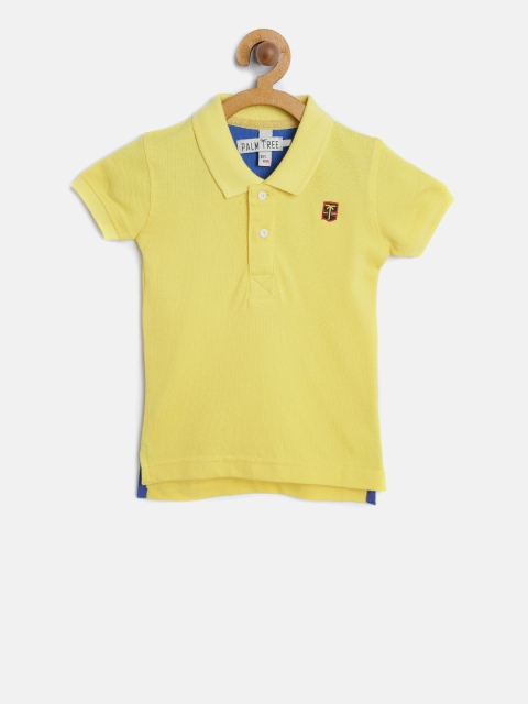 

Palm Tree Boys Yellow Solid Polo Collar T-shirt