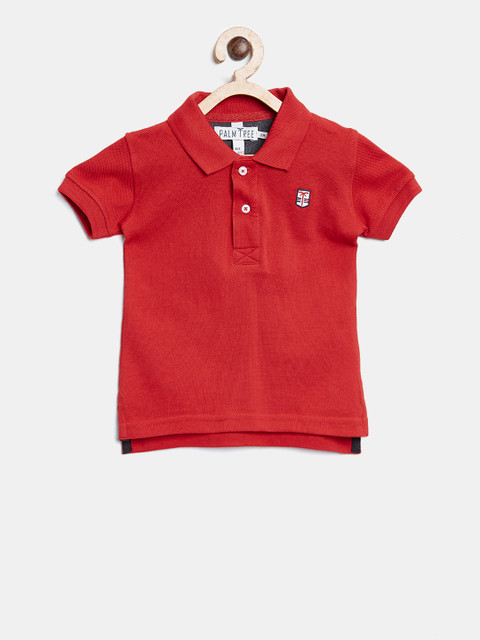 

Palm Tree Boys Red Solid Polo Collar T-shirt