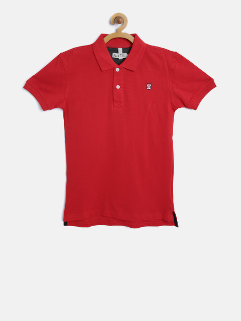 

Palm Tree Boys Red Solid Polo Collar T-shirt