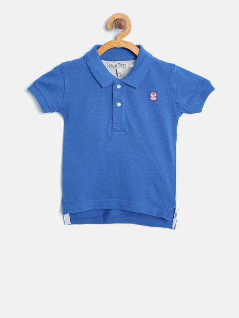 

Palm Tree Boys Blue Solid Polo Collar T-shirt