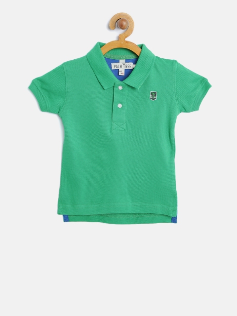 

Palm Tree Boys Green Solid Polo Collar T-shirt