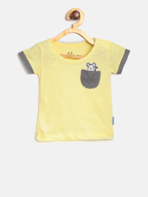 

Gini and Jony Boys Yellow Solid Round Neck T-shirt