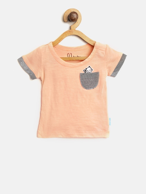 

Gini and Jony Boys Peach-Coloured Solid Round Neck T-shirt