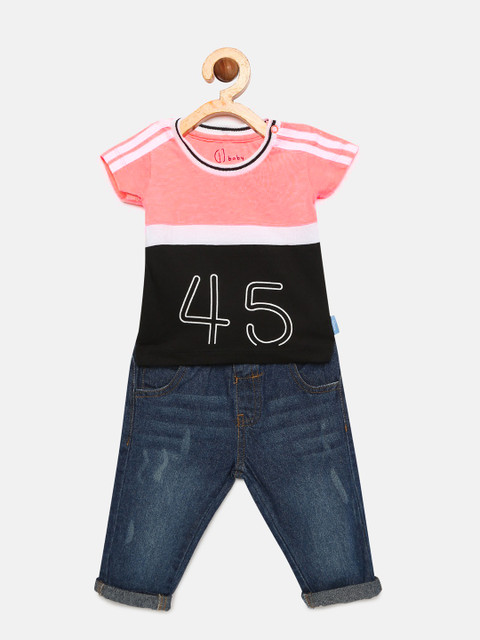 

Gini and Jony Boys Pink Printed T-shirt with Jeans