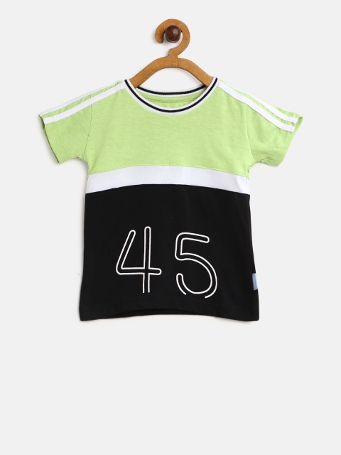 

Gini and Jony Boys Green & Black Colourblocked Round Neck T-shirt