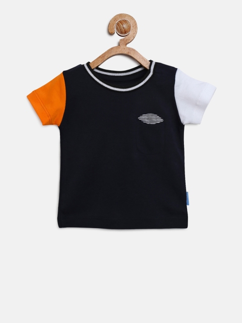 

Gini and Jony Boys Navy Blue Solid Round Neck Pure Cotton T-shirt