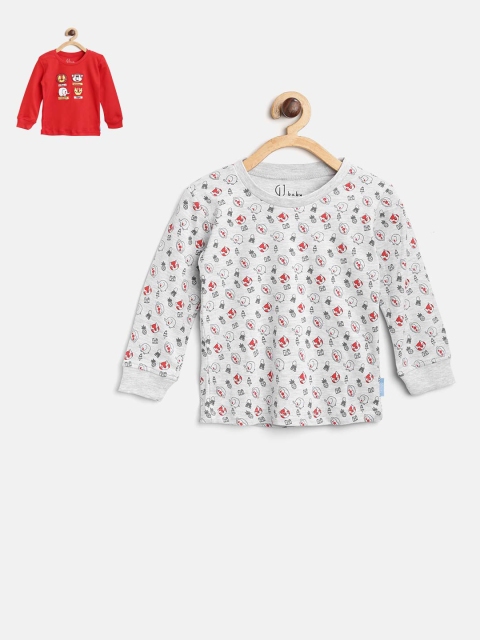 

Gini and Jony Boys Pack of 2 Printed Round Neck Pure Cotton T-shirts, Red