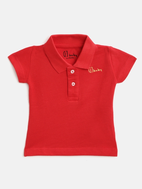 

Gini and Jony Infant Boys Red Solid Cotton Polo Collar T-shirt