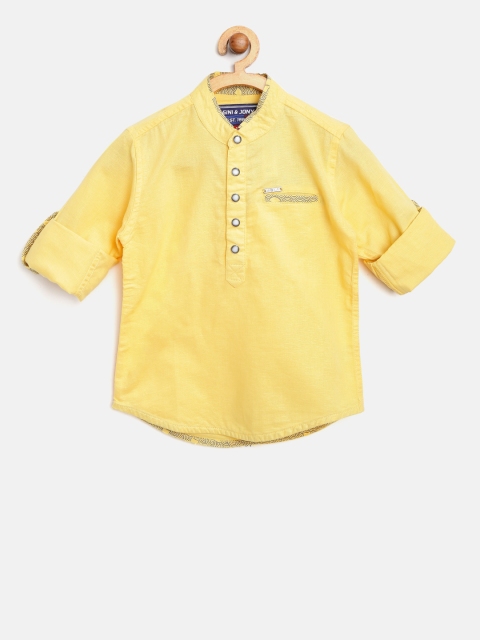 

Gini and Jony Boys Yellow Regular Fit Solid Casual Shirt