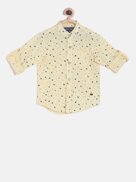 

Gini and Jony Boys Yellow Regular Fit Printed Casual Shirt