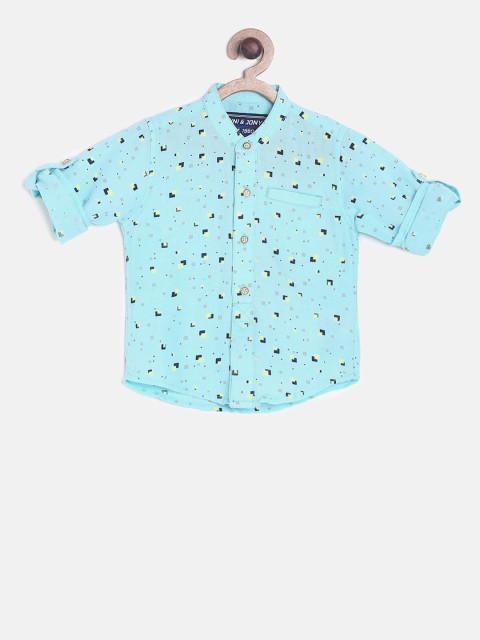 

Gini and Jony Boys Blue Regular Fit Printed Casual Shirt