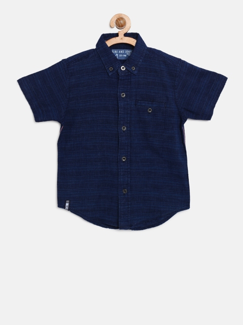 

Gini and Jony Boys Navy Blue Regular Fit Solid Casual Shirt