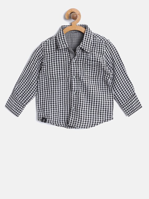 

Gini and Jony Boys Black & White Checked Reversible Casual Shirt