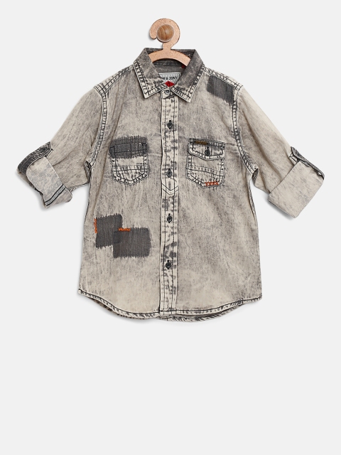 

Gini and Jony Boys Grey & Beige Regular Fit Faded Casual Shirt