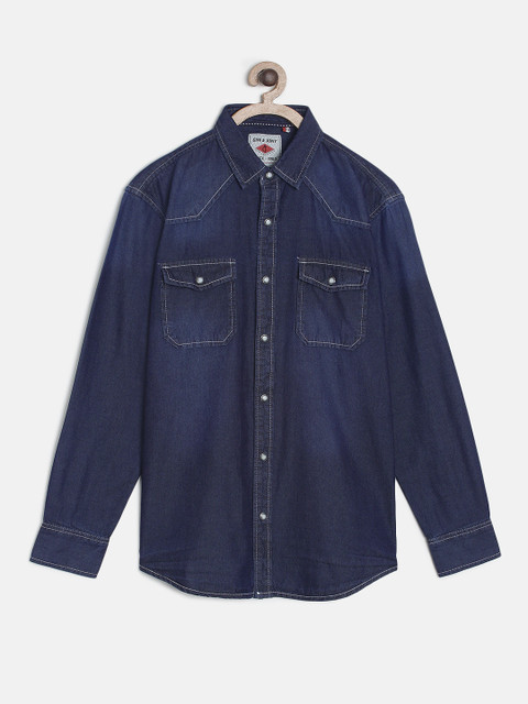 

Gini and Jony Boys Blue Regular Fit Solid Casual Shirt