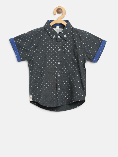 

Palm Tree Boys Charcoal Grey Printed Casual Shirt