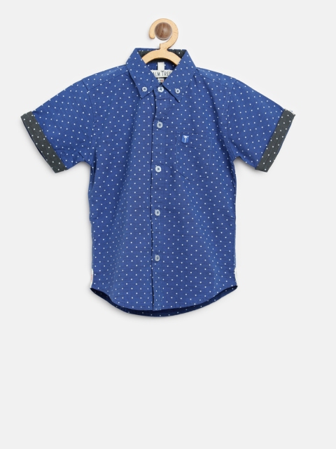 

Palm Tree Boys Blue & White Printed Casual Shirt