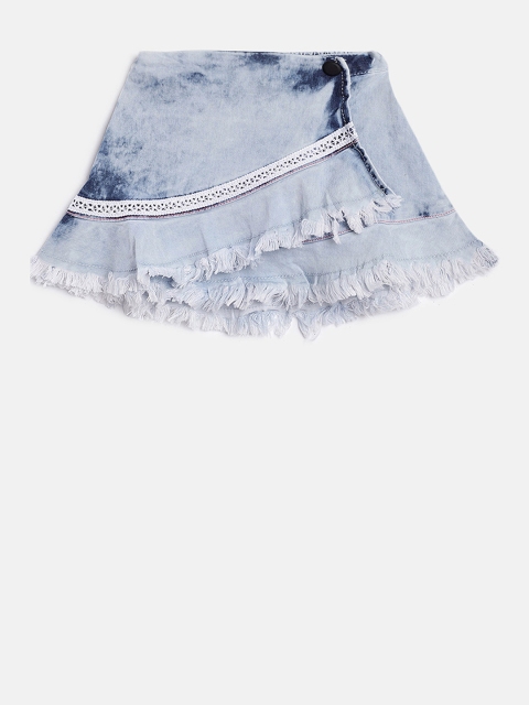 

Palm Tree Girls Blue Solid Denim Flared Skirt