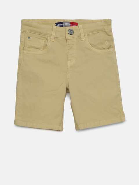 

Gini and Jony Boys Khaki Solid Regular Fit Shorts