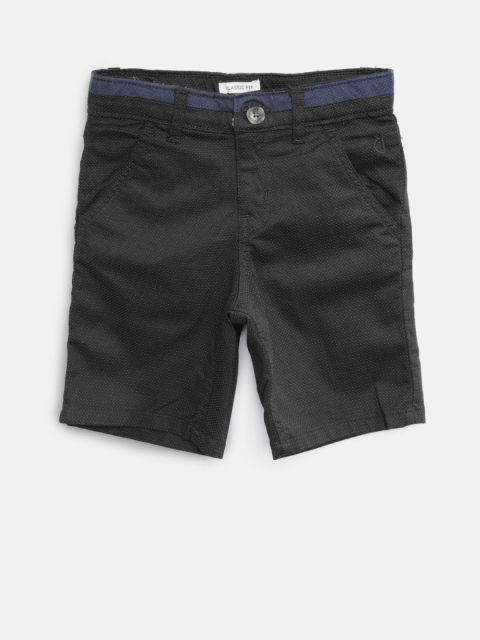 

Gini and Jony Boys Black Self Design Classic Fit Regular Shorts