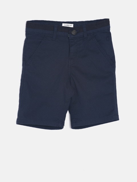 

Gini and Jony Boys Navy Blue Printed Regular Fit Regular Shorts