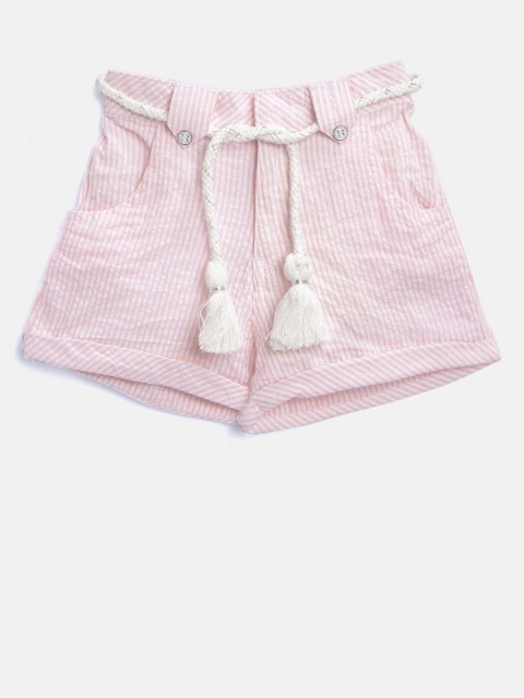 

Gini and Jony Girls Pink & White Striped Regular Fit Shorts