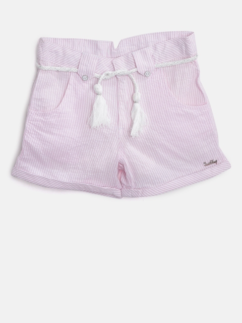 

Gini and Jony Girls Pink Striped Regular Fit Shorts