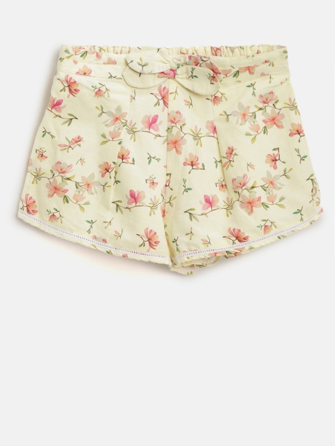 

Gini and Jony Girls Yellow & Pink Printed Regular Fit Shorts