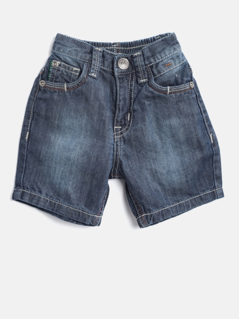 

Palm Tree Boys Navy Blue Washed Regular Fit Denim Shorts