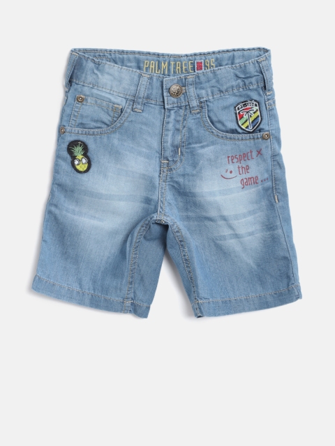 

Palm Tree Boys Blue Washed Regular Fit Denim Shorts