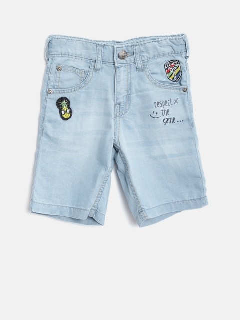 

Palm Tree Boys Blue Washed Regular Fit Denim Shorts