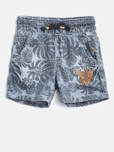 

Palm Tree Boys Blue Printed Regular Fit Denim Shorts