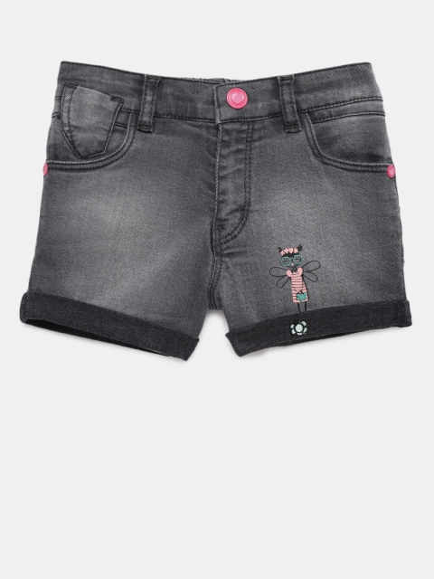 

Palm Tree Girls Black Solid Regular Fit Denim Shorts