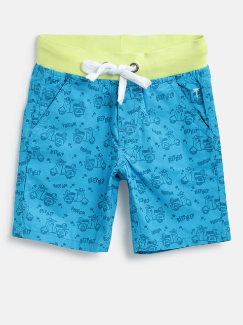 

Palm Tree Boys Blue Printed Regular Fit Shorts