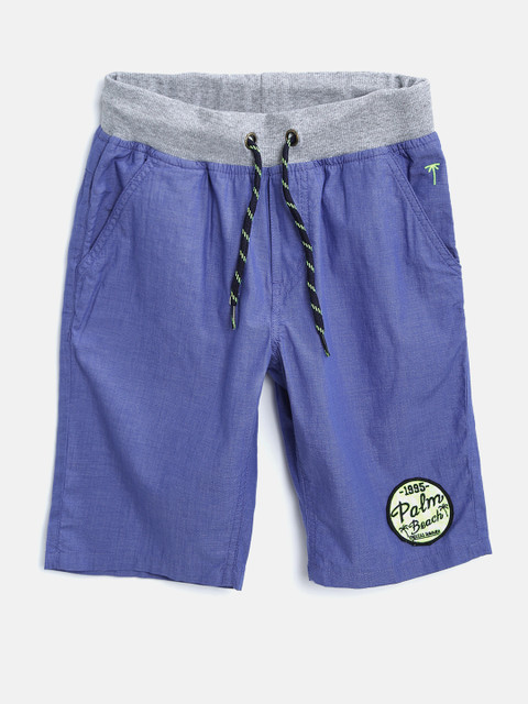 

Palm Tree Boys Blue Solid Regular Fit Shorts