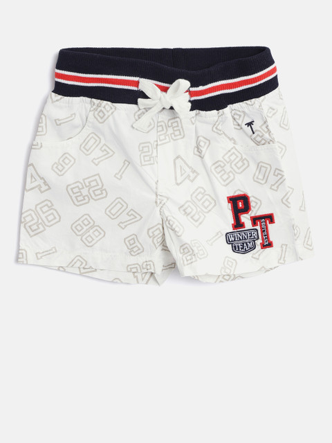 

Palm Tree Boys White & Grey Printed Regular Fit Regular Shorts