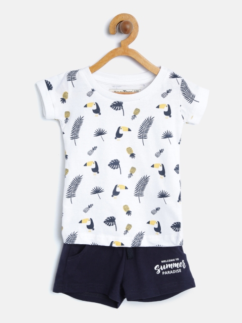 

Palm Tree Girls White & Navy Printed T-shirt with Shorts