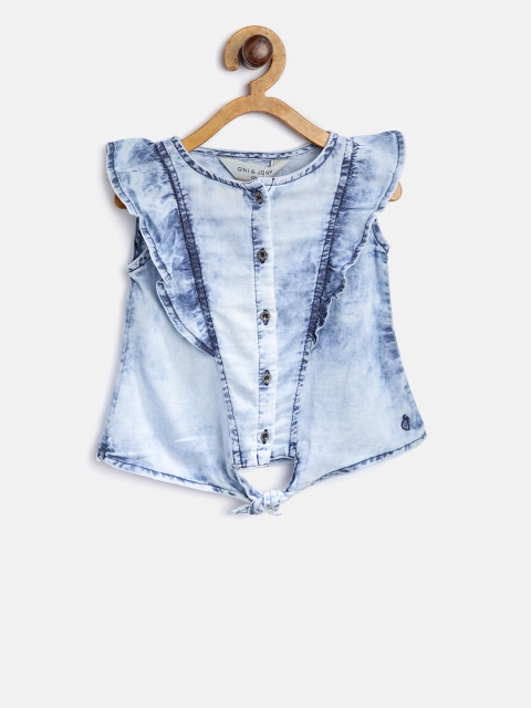 

Gini and Jony Girls Blue Washed Chambray Top with Tie-Up Detail