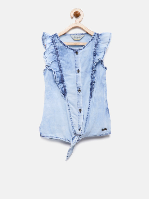 

Gini and Jony Girls Blue Solid Top