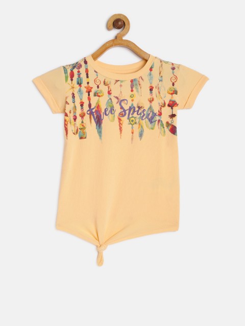 

Gini and Jony Girls Yellow Printed Top