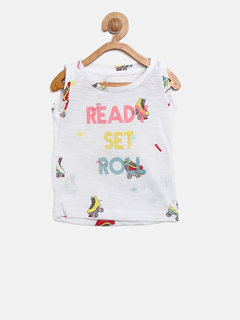 

Gini and Jony Girls White Printed Top