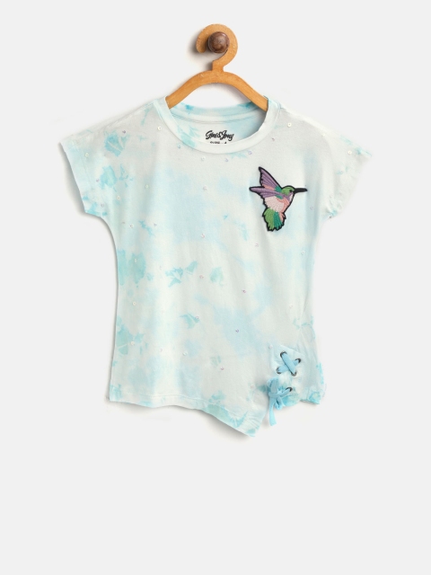 

Gini and Jony Girls Blue Dyed Sequinned Top