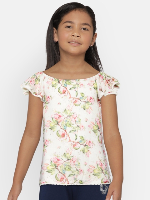 

Gini and Jony Girls White & Pink Printed Top