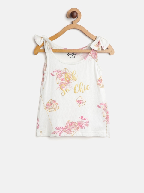 

Gini and Jony Girls Off-White & Pink Floral Print Top
