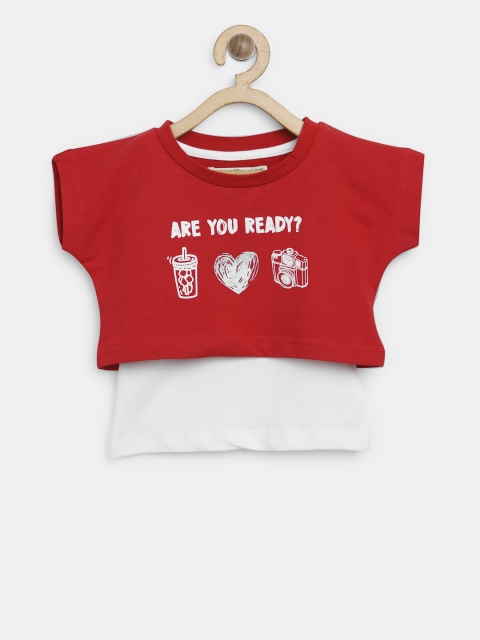 

Palm Tree Girls Red Printed Boxy Crop Top