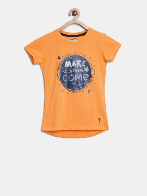 

Palm Tree Girls Orange Printed Round Neck T-shirt